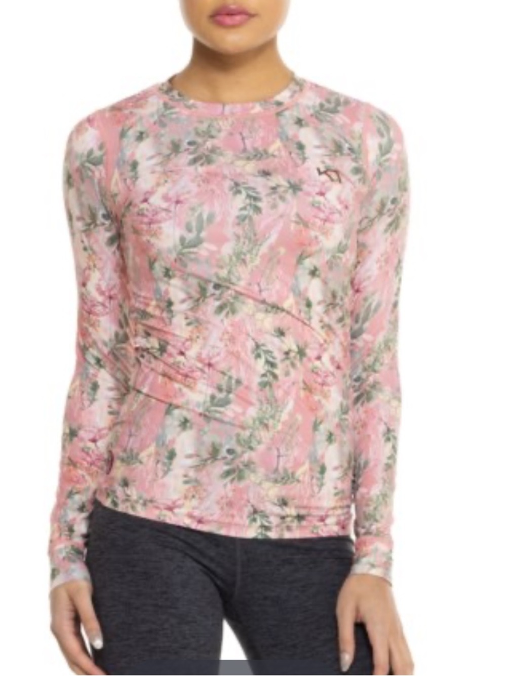Kari Traa Fryd Base Layer Top - UPF 40+, Long Sleeve lotus pink floral size M
